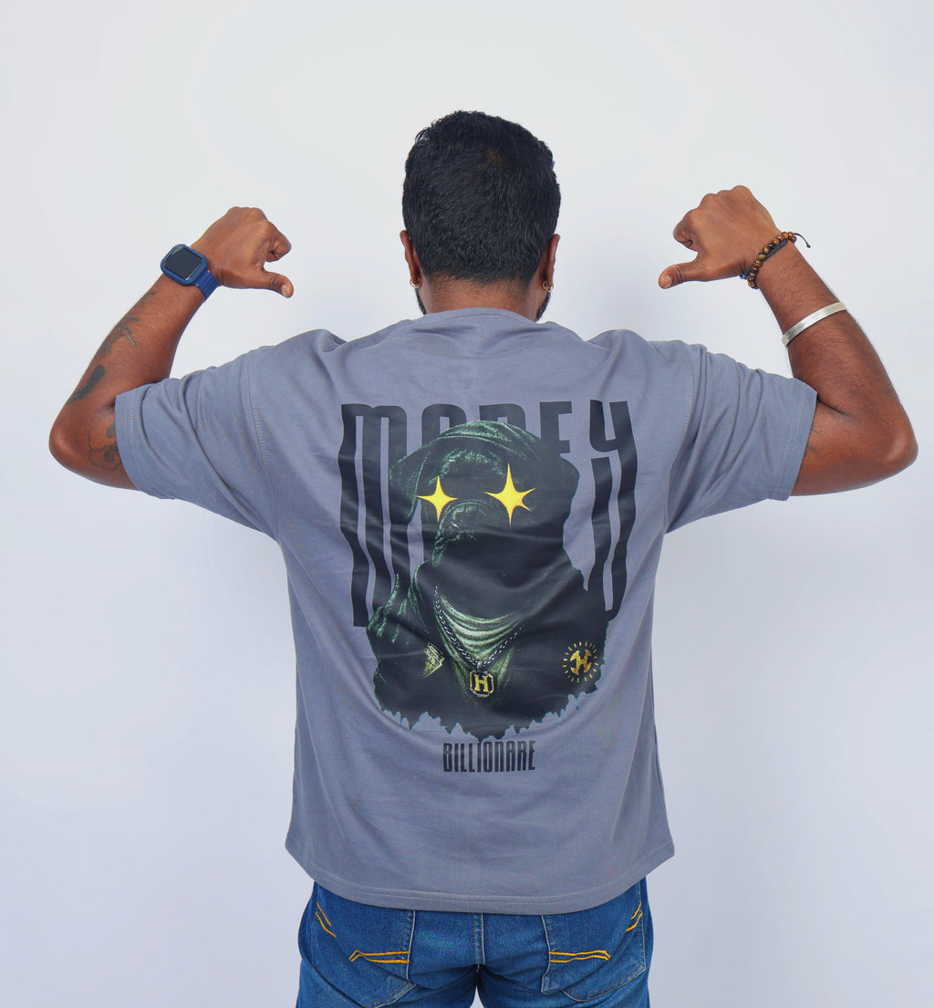 NEVERSEEN Grey "Money" Oversized Graphic T-shirt