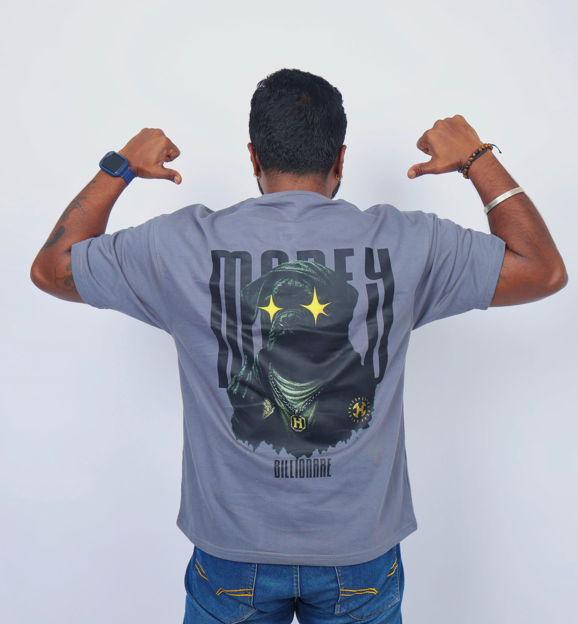 NEVERSEEN Grey "Money" Oversized Graphic T-shirt