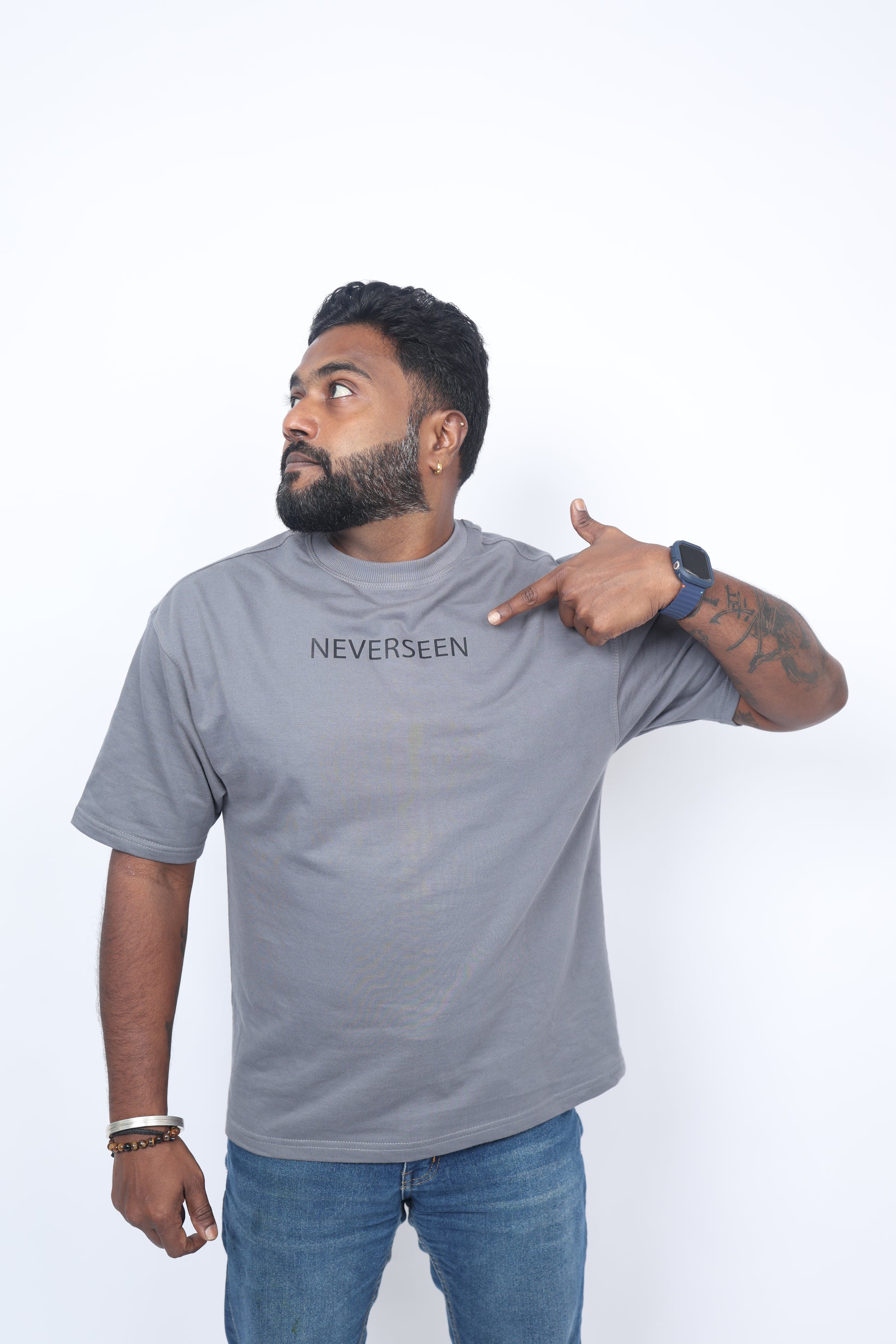 NEVERSEEN Grey "Money" Oversized Graphic T-shirt