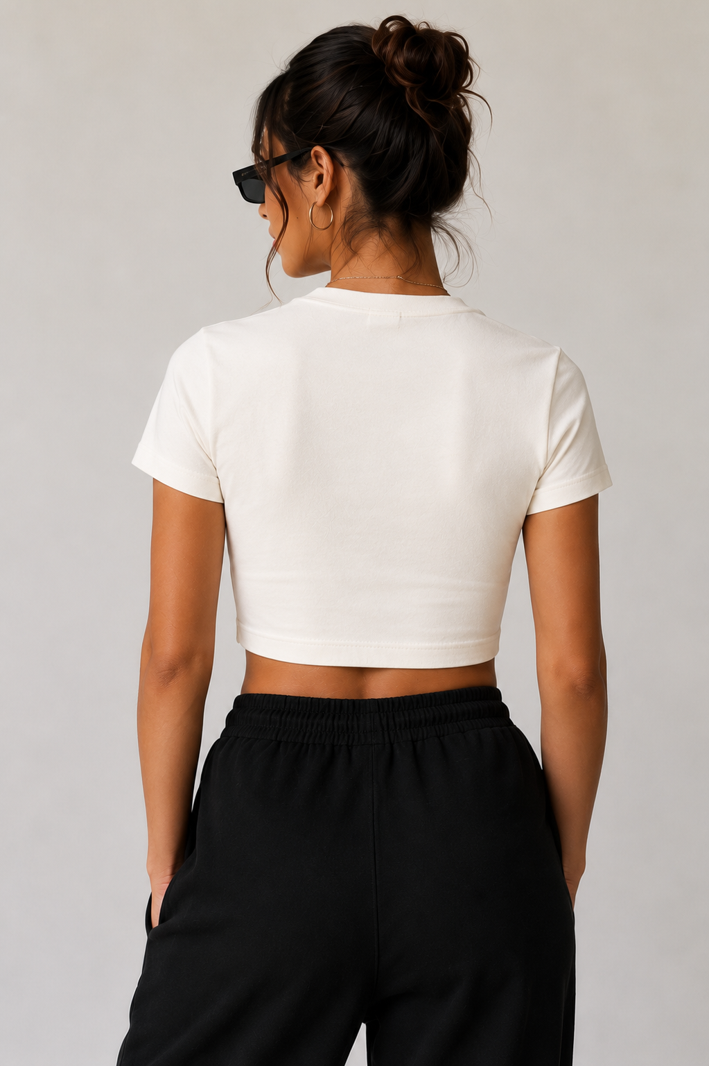 Women's Off White Crop Tee | 180 GSM Cotton Lycra | NEVERSEEN