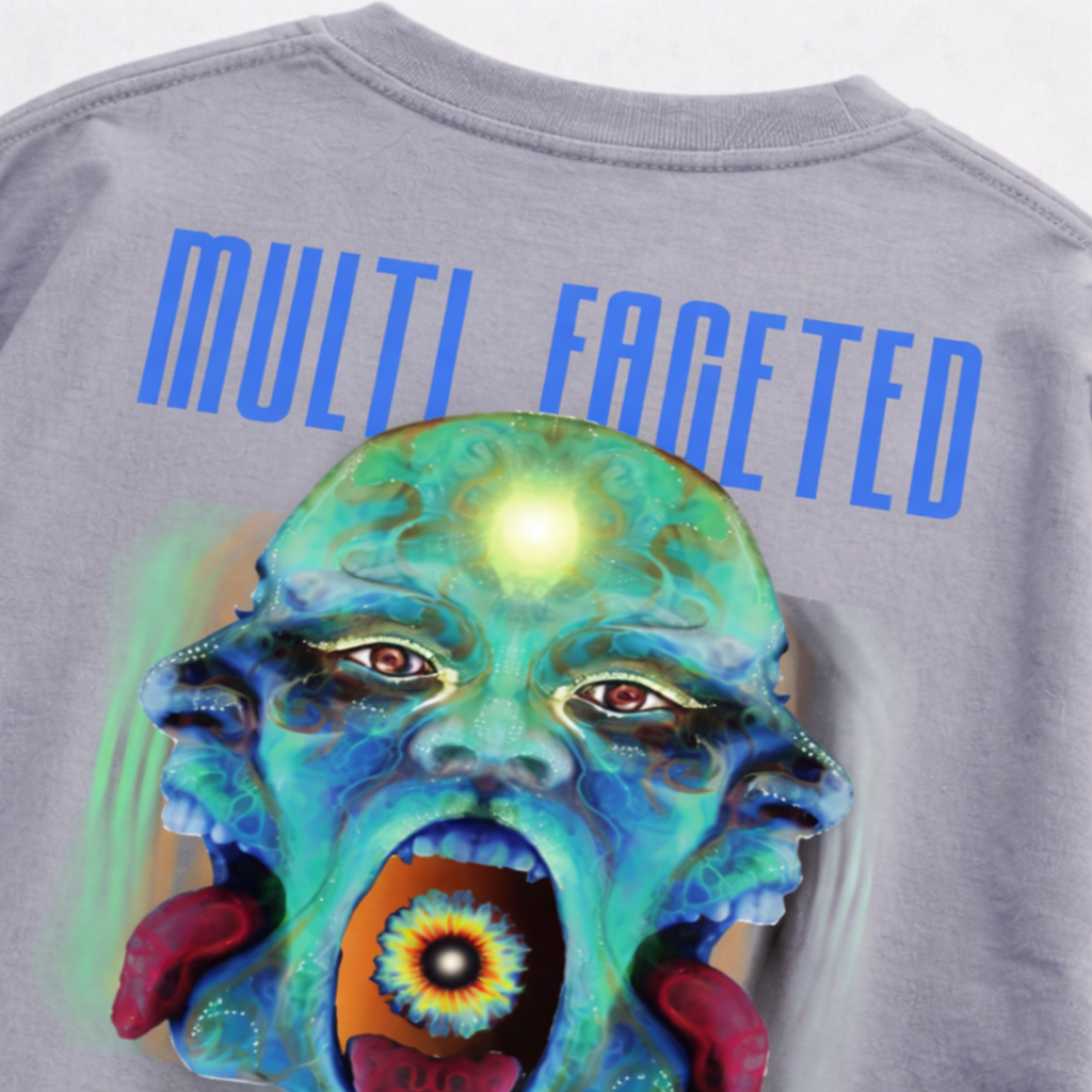 Multifaceted Reality – Grey Oversized T-Shirt | NEVERSEEN®