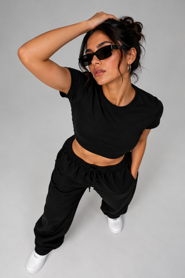 Black Crop Tee for Women | NEVERSEEN
