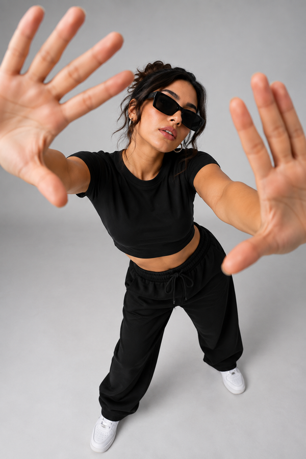 Black Crop Tee for Women | NEVERSEEN