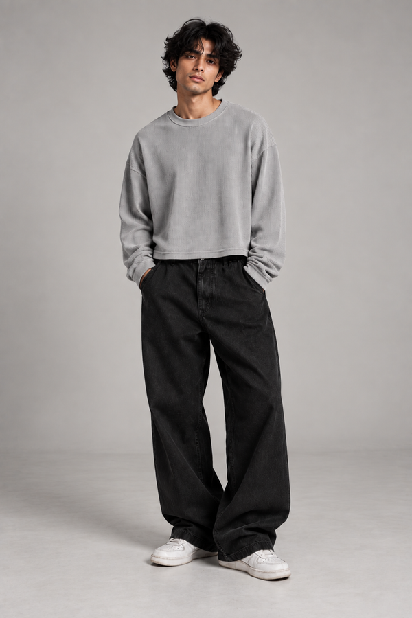 Grey Oversized Boxy Fit T-Shirt for Men | NEVERSEEN