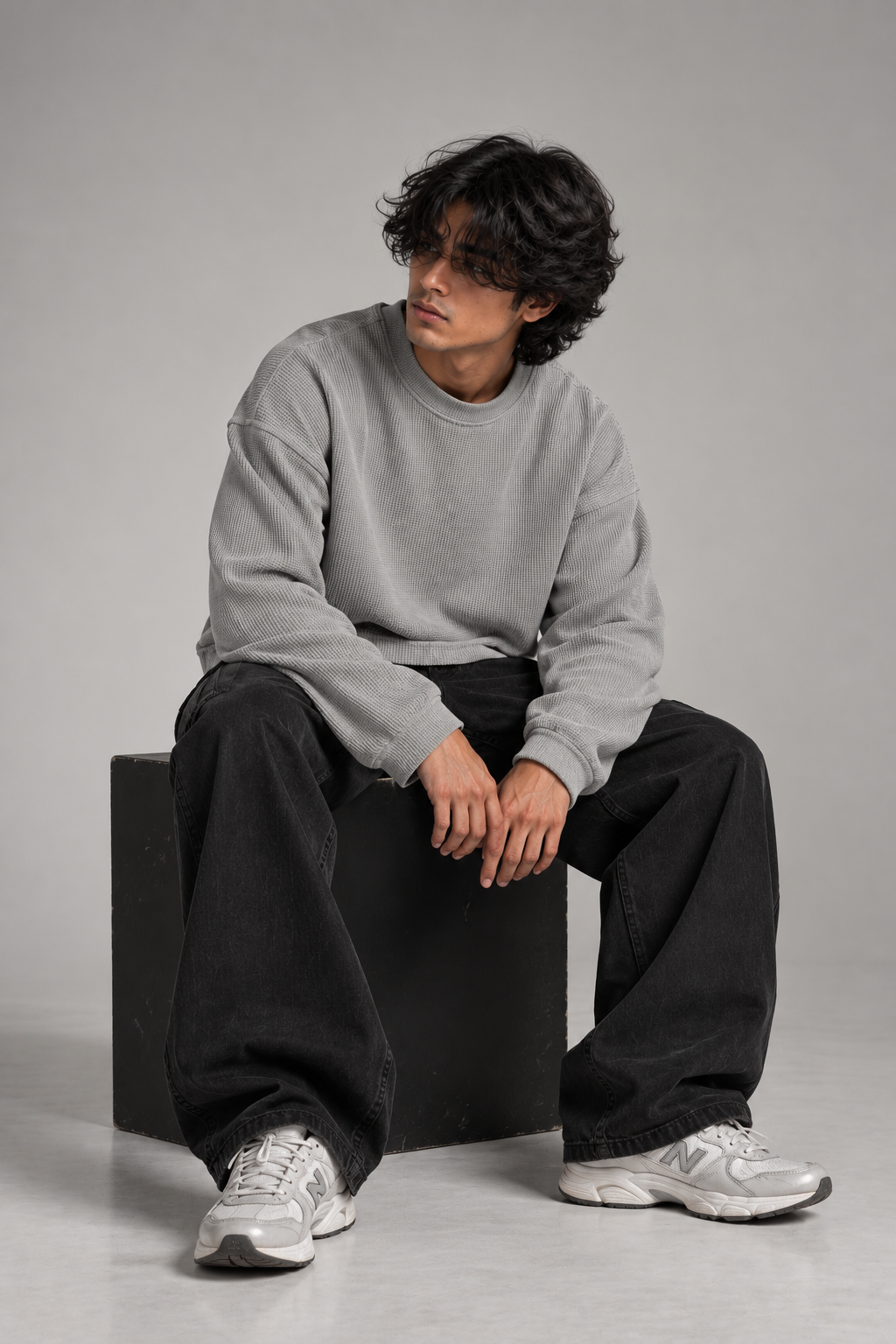 Grey Oversized Boxy Fit T-Shirt for Men | NEVERSEEN