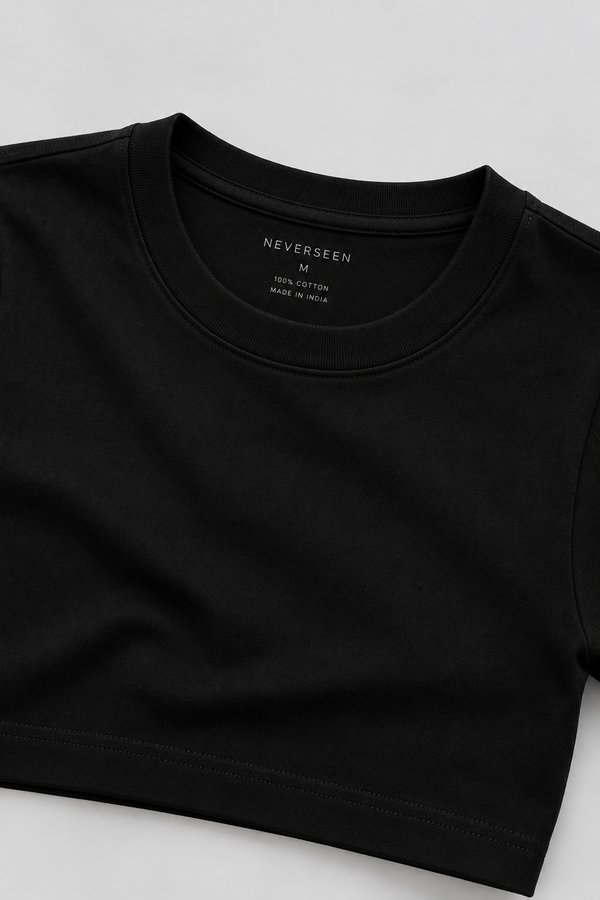 Black Crop Tee for Women | NEVERSEEN
