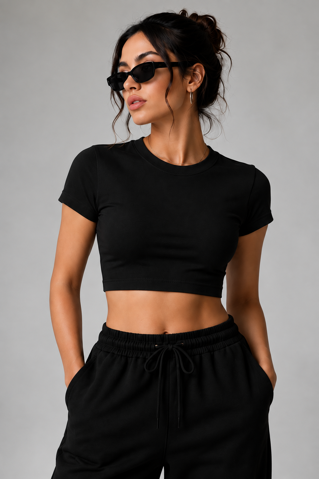Black Crop Tee for Women | NEVERSEEN