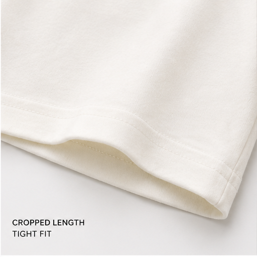 Women's Off White Crop Tee | 180 GSM Cotton Lycra | NEVERSEEN