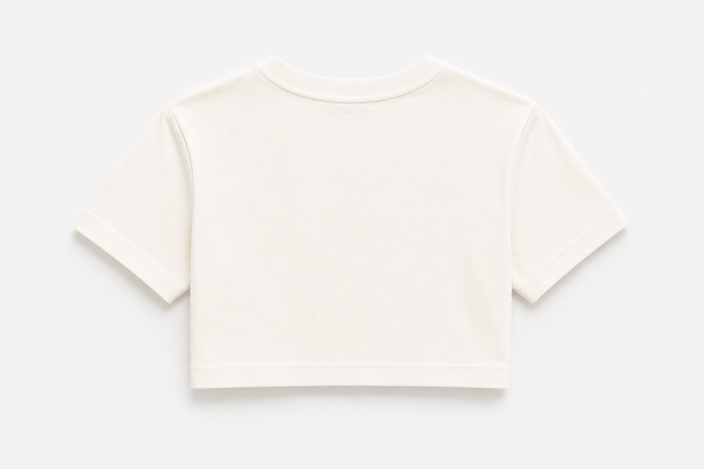 Women's Off White Crop Tee | 180 GSM Cotton Lycra | NEVERSEEN