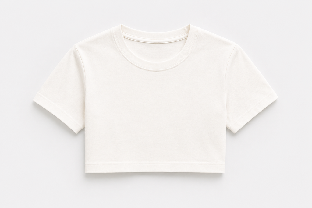 Women's Off White Crop Tee | 180 GSM Cotton Lycra | NEVERSEEN