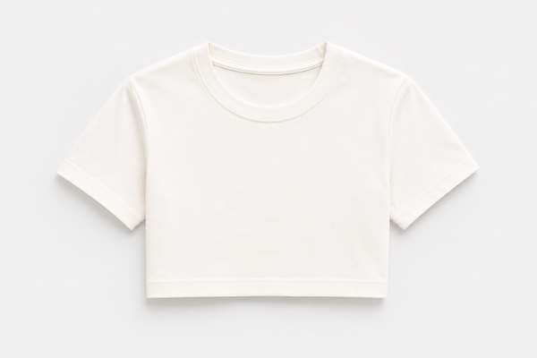 Women's Off White Crop Tee | 180 GSM Cotton Lycra | NEVERSEEN