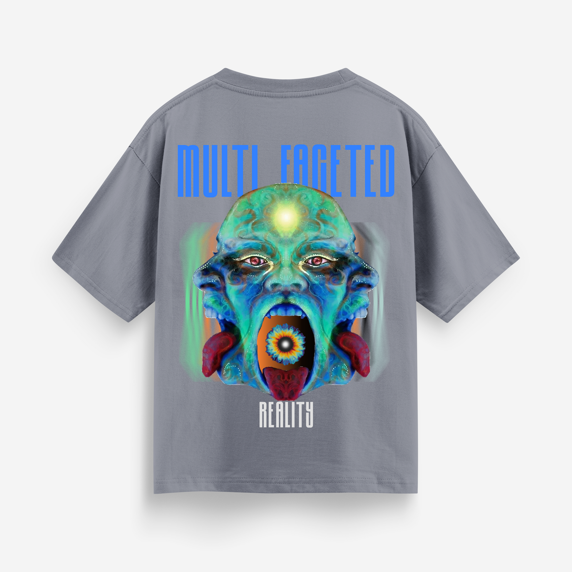 Multifaceted Reality – Grey Oversized T-Shirt | NEVERSEEN®