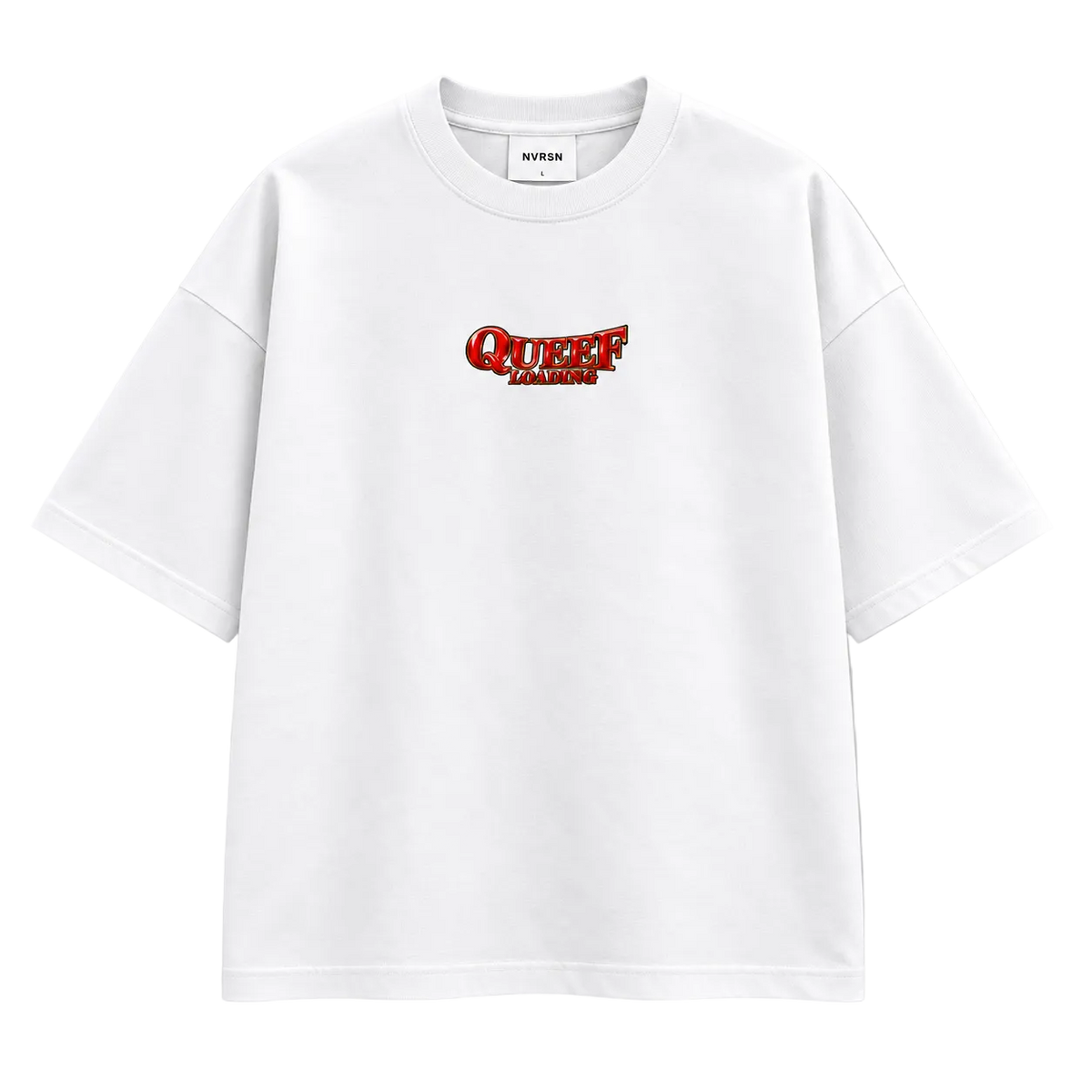 QUEEF LOADING Oversized White T-Shirt | NEVERSEEN