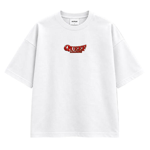 QUEEF LOADING Oversized White T-Shirt | NEVERSEEN
