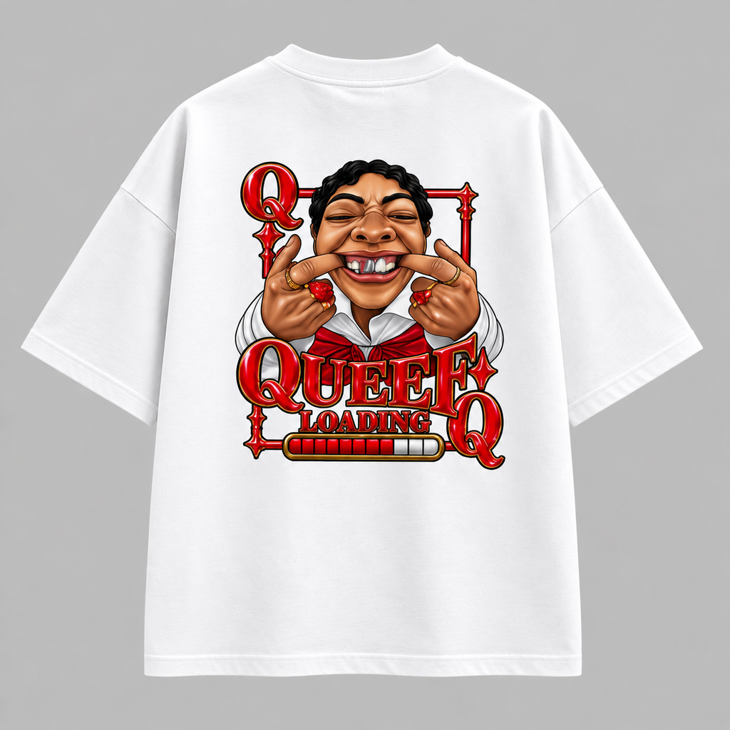 QUEEF LOADING Oversized White T-Shirt | NEVERSEEN