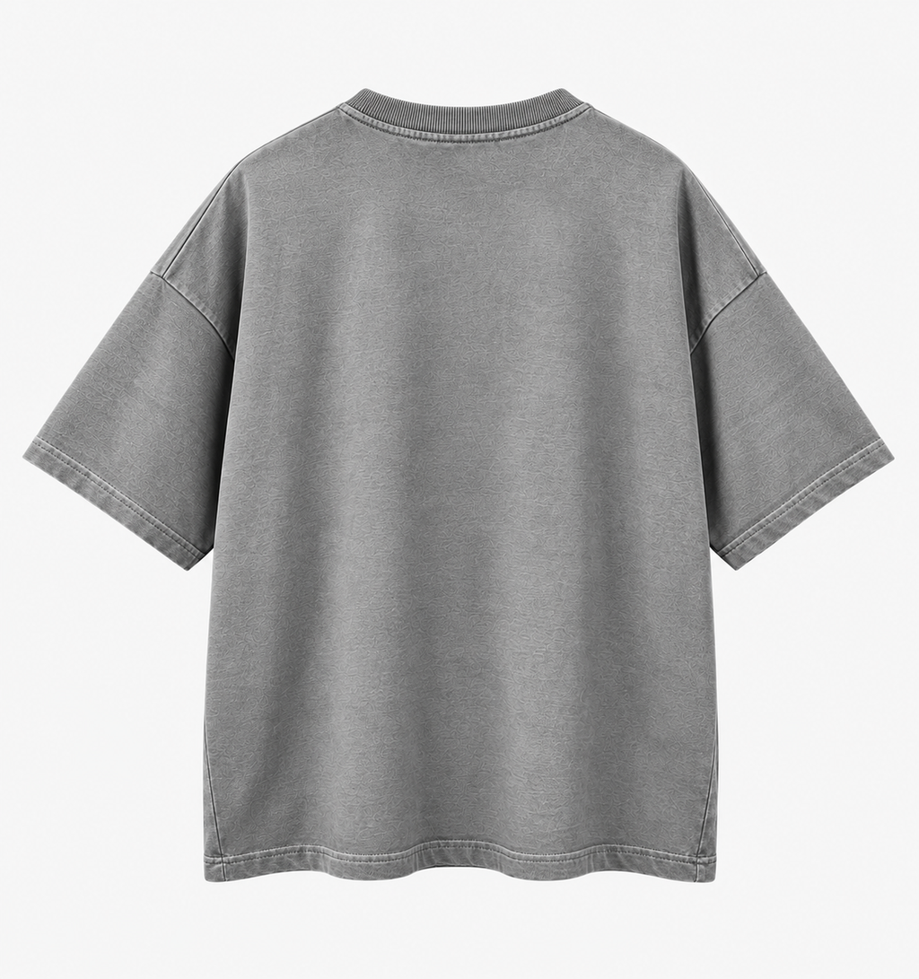 NEVERSEEN Washed Grey Oversized T-Shirt – Red Logo