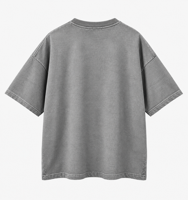 NEVERSEEN Washed Grey Oversized T-Shirt – Red Logo