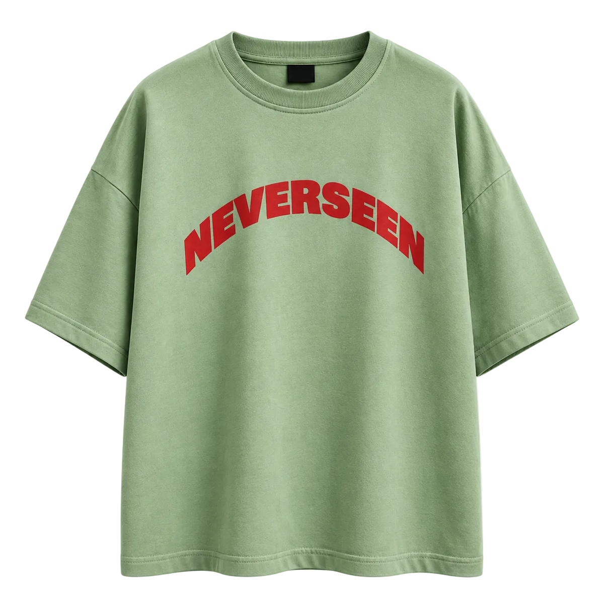 NEVERSEEN Sage Green Oversized T-Shirt | Red Logo Tee