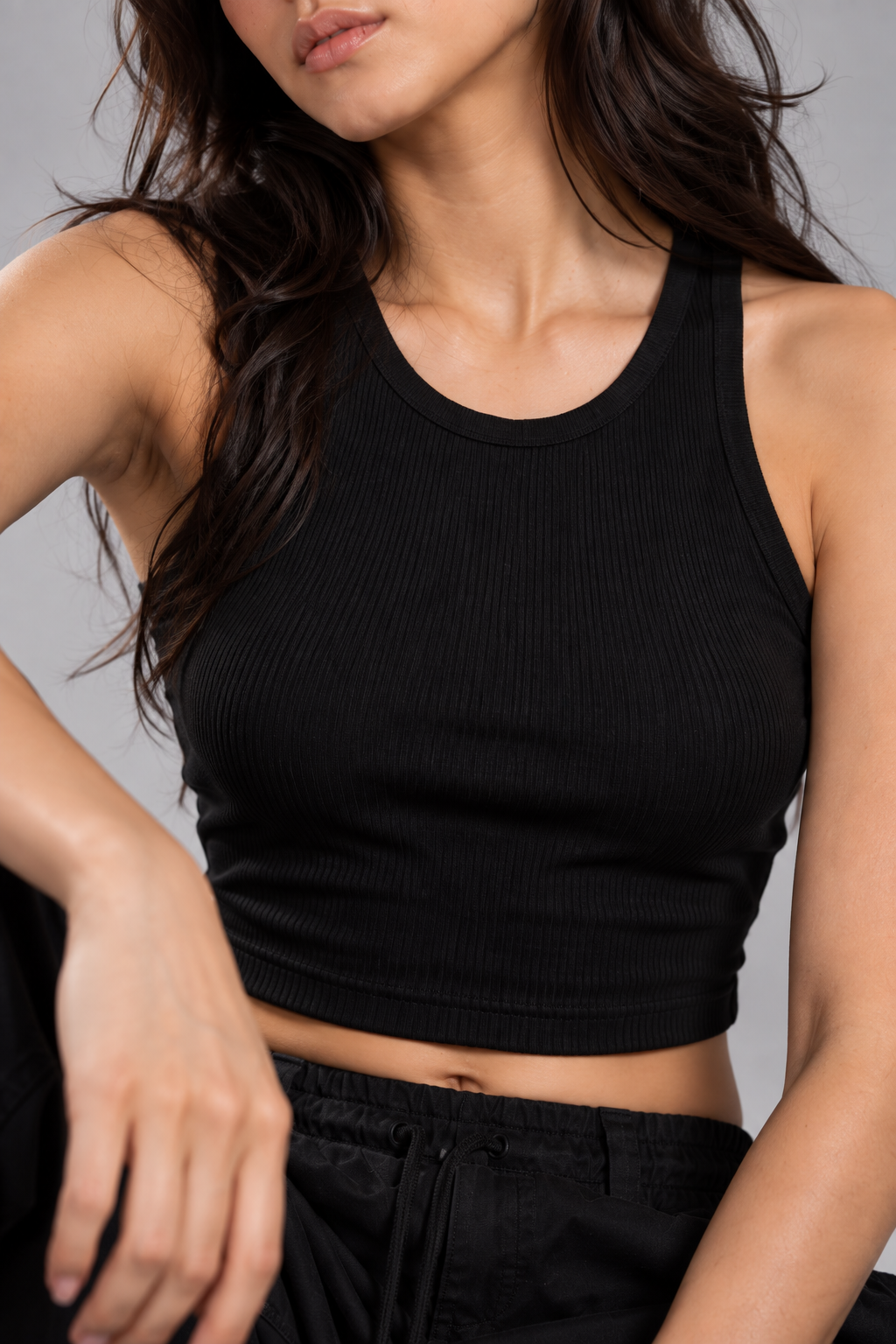 Black Ribbed Cotton Tank Top | 180 GSM | NEVERSEEN