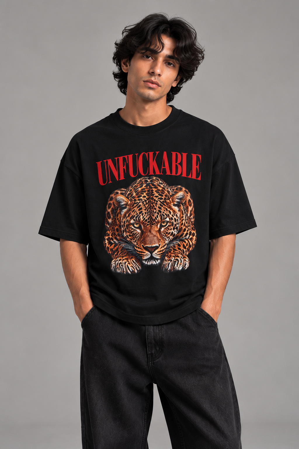 UNFUCKABLE Leopard Graphic T-Shirt | NEVERSEEN