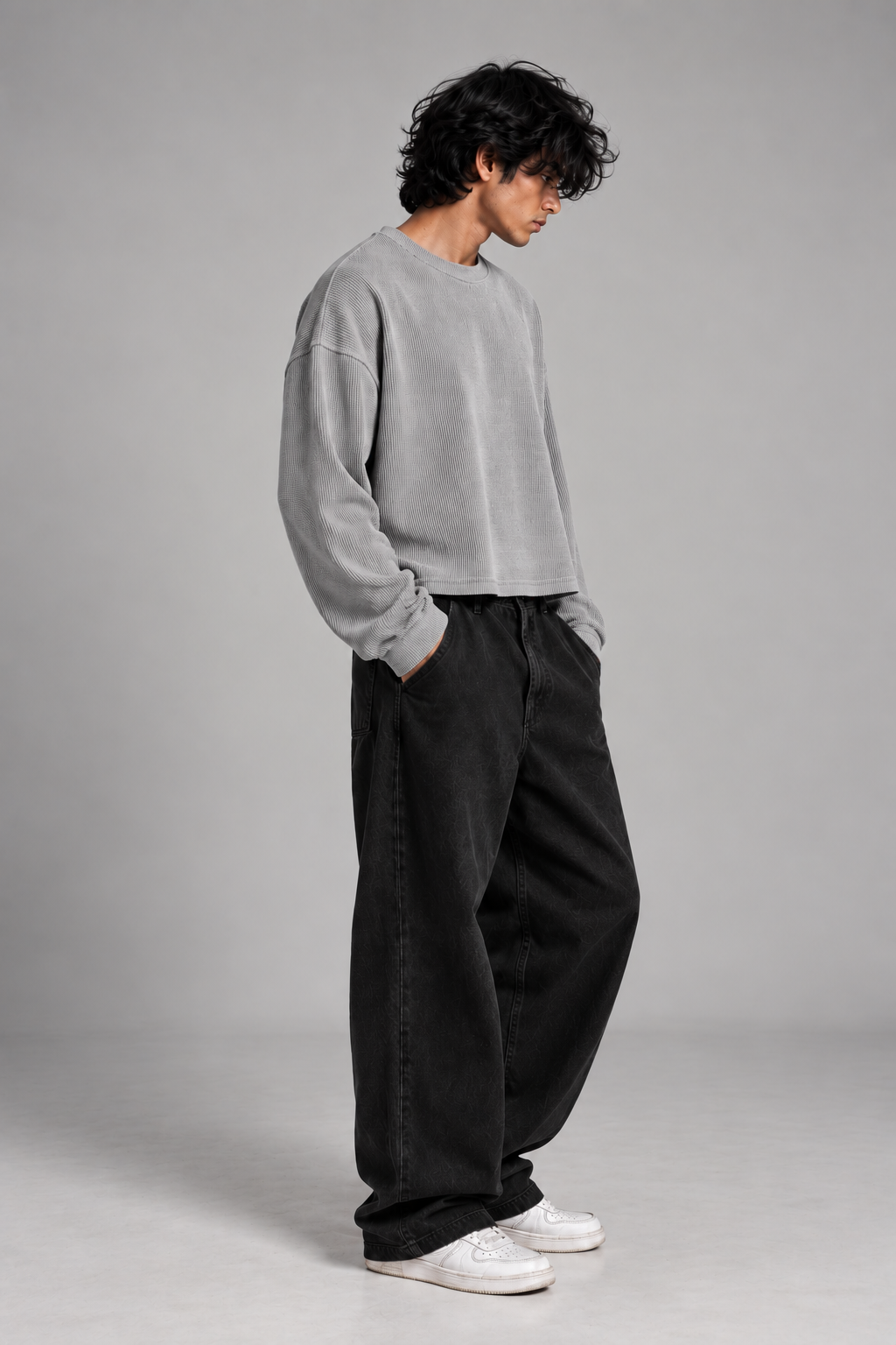 Grey Oversized Boxy Fit T-Shirt for Men | NEVERSEEN