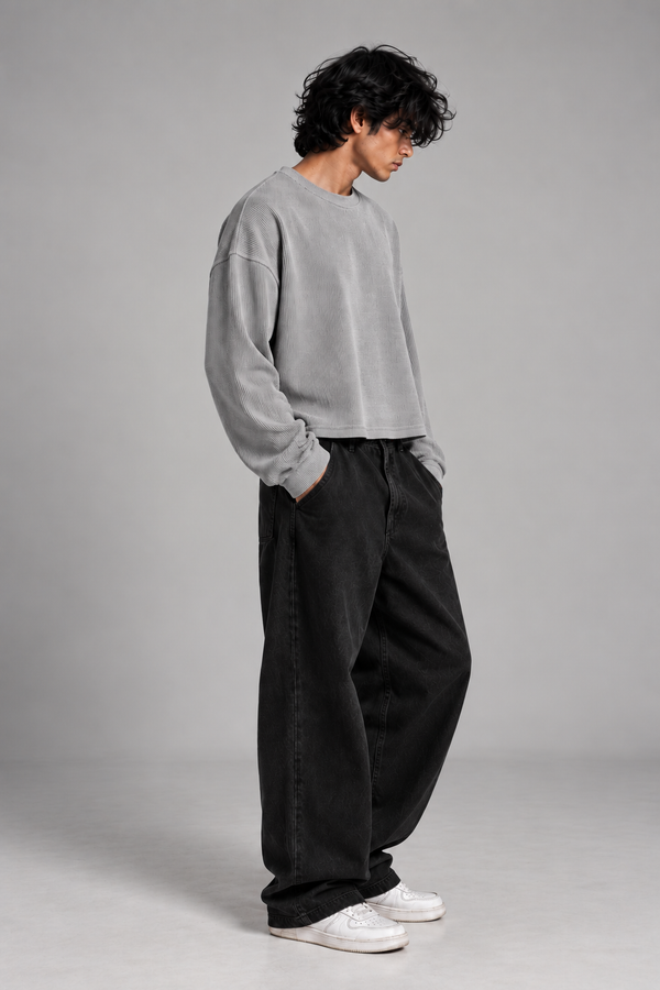Grey Oversized Boxy Fit T-Shirt for Men | NEVERSEEN