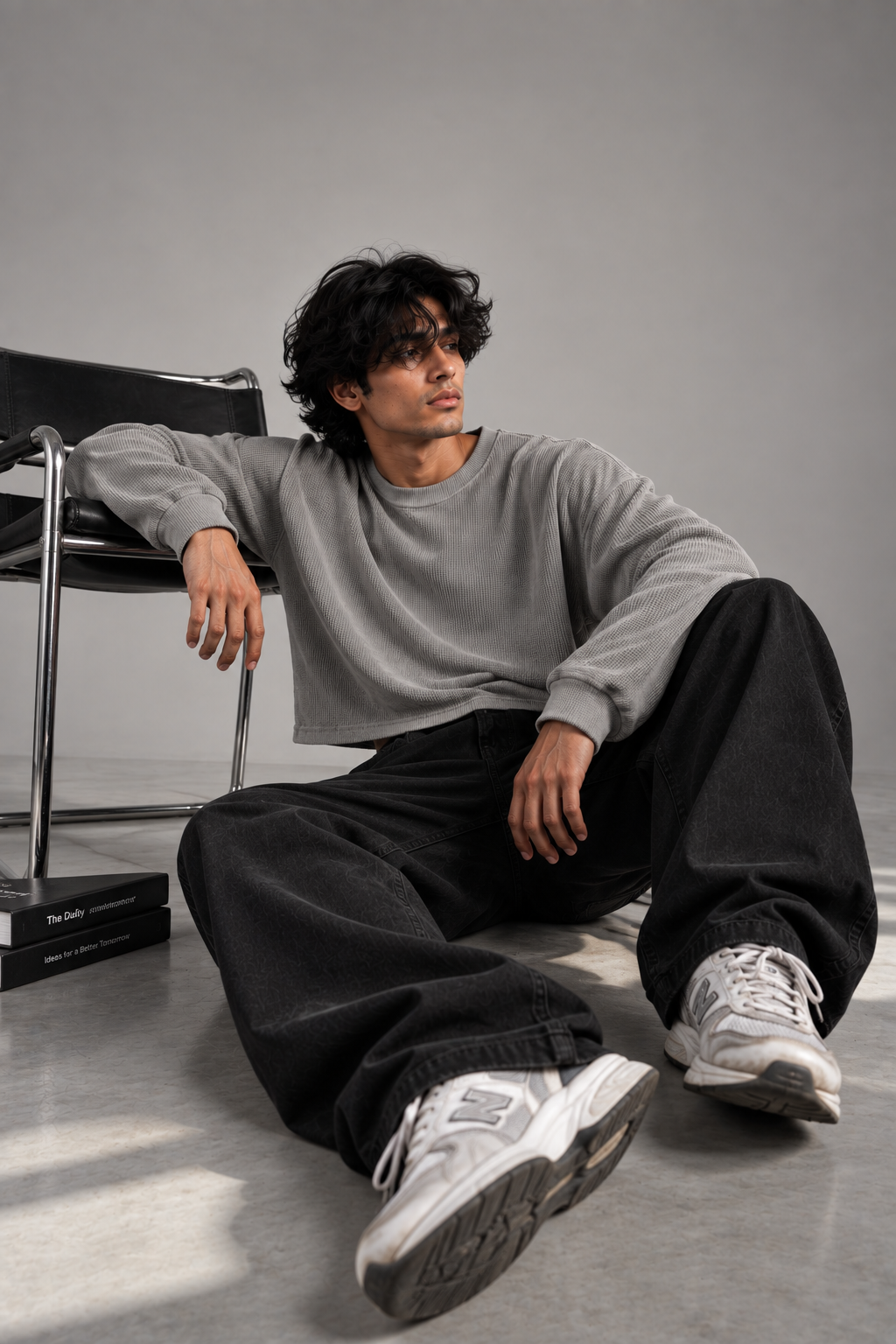 Grey Oversized Boxy Fit T-Shirt for Men | NEVERSEEN